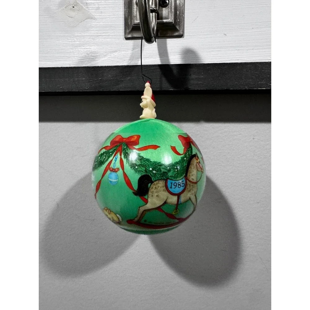 Hallmark Baby's First Christmas Satin Ornament 1985 Keepsake Green Mint Conditio